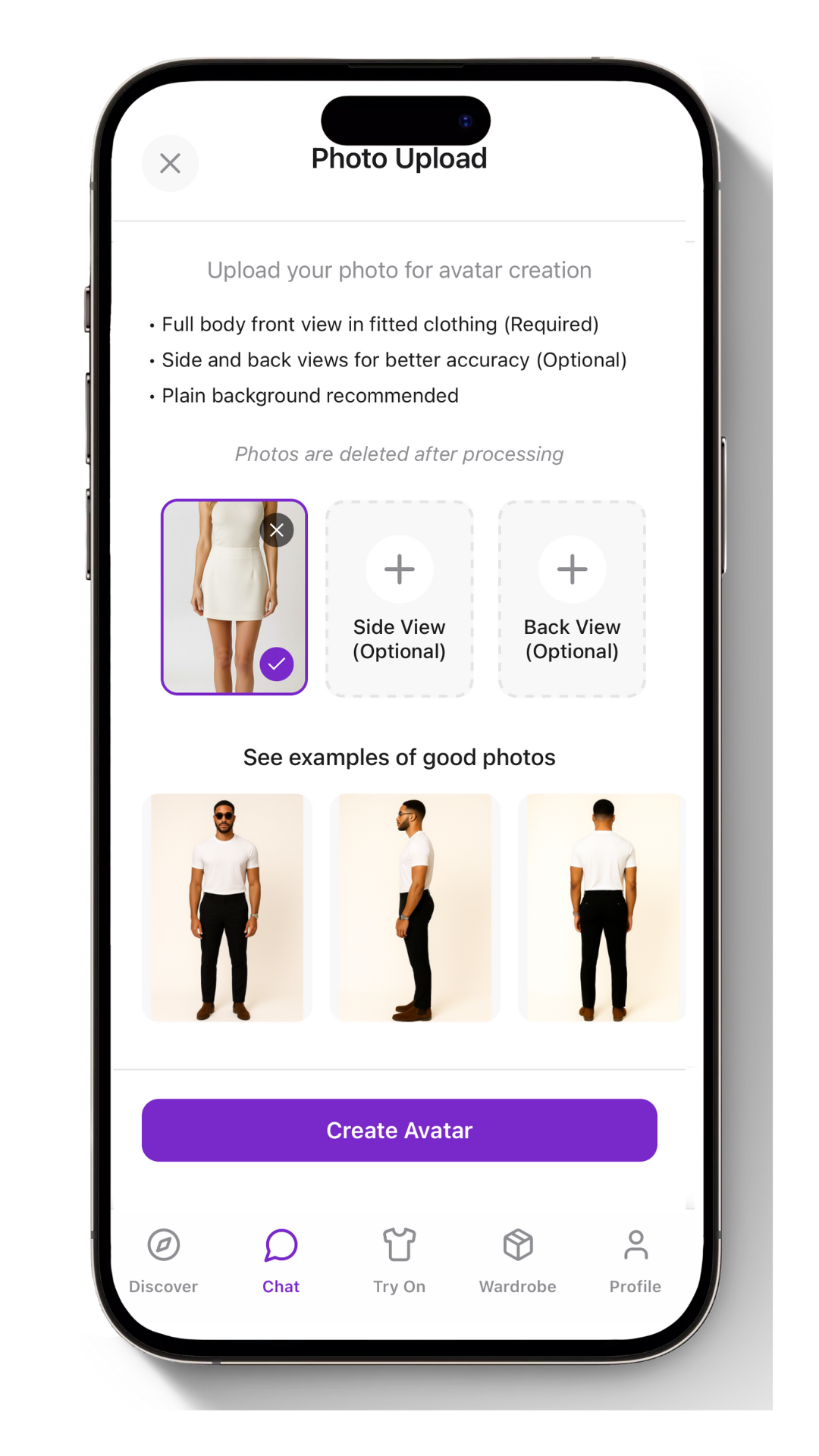Avatar setup interface